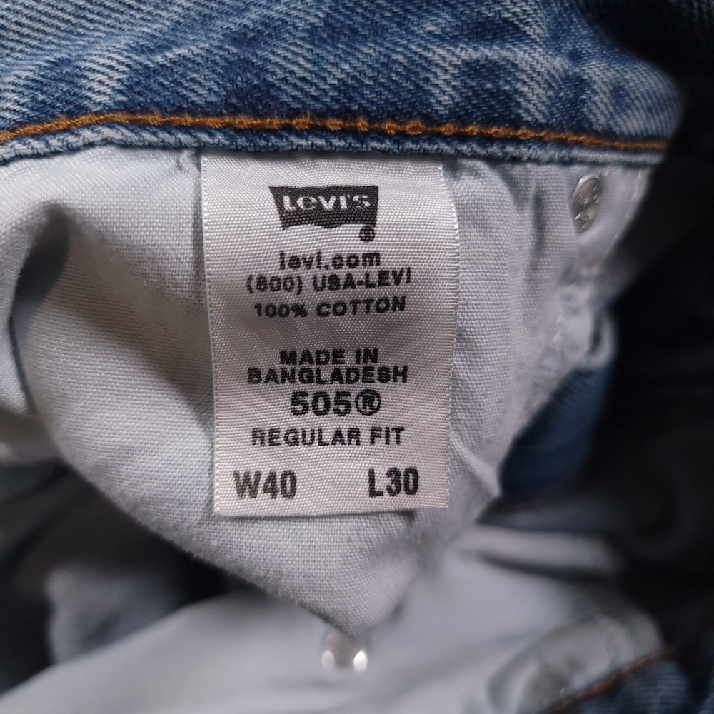 Levi's 505 Regular Fit Jeans Men's‎ 40x30 Blue Straight Leg Denim - Picture 9 of 15